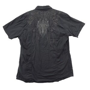 Monarchy Collection Shirt Mens 3XL Gray Embroidered Graphic Back Button Up